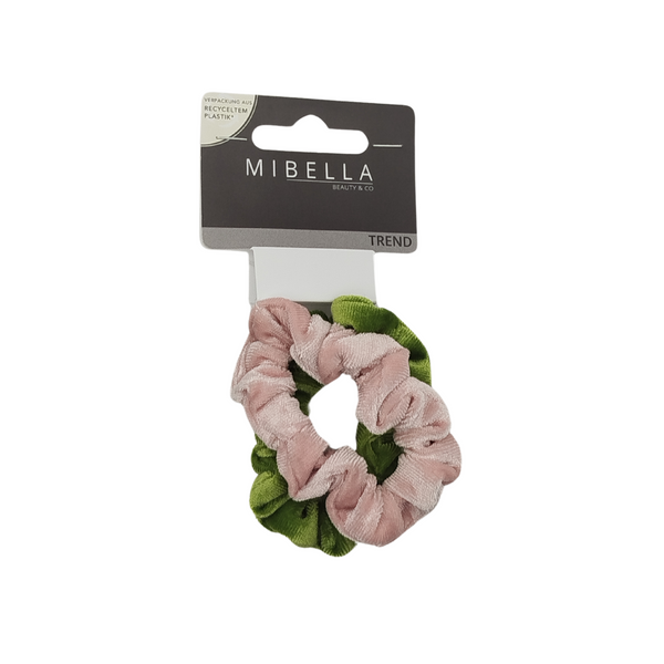 Scrunchy Samt Grün und Rosa 2 Stück