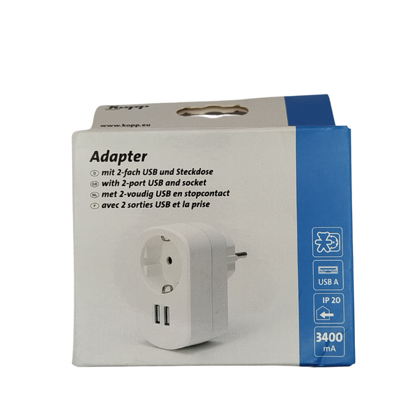 Steckdosen USB Adapter 2-fach, Euro